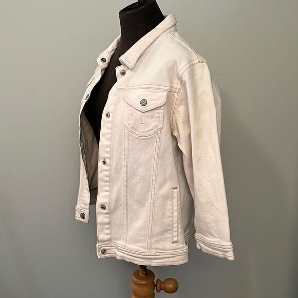 Stretch Women's White Denim Jacket - Picture 7 of 9